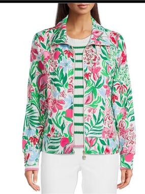 Lilly Pulitzer Eleni zip up upf 50+ multi glowing gardens Medium